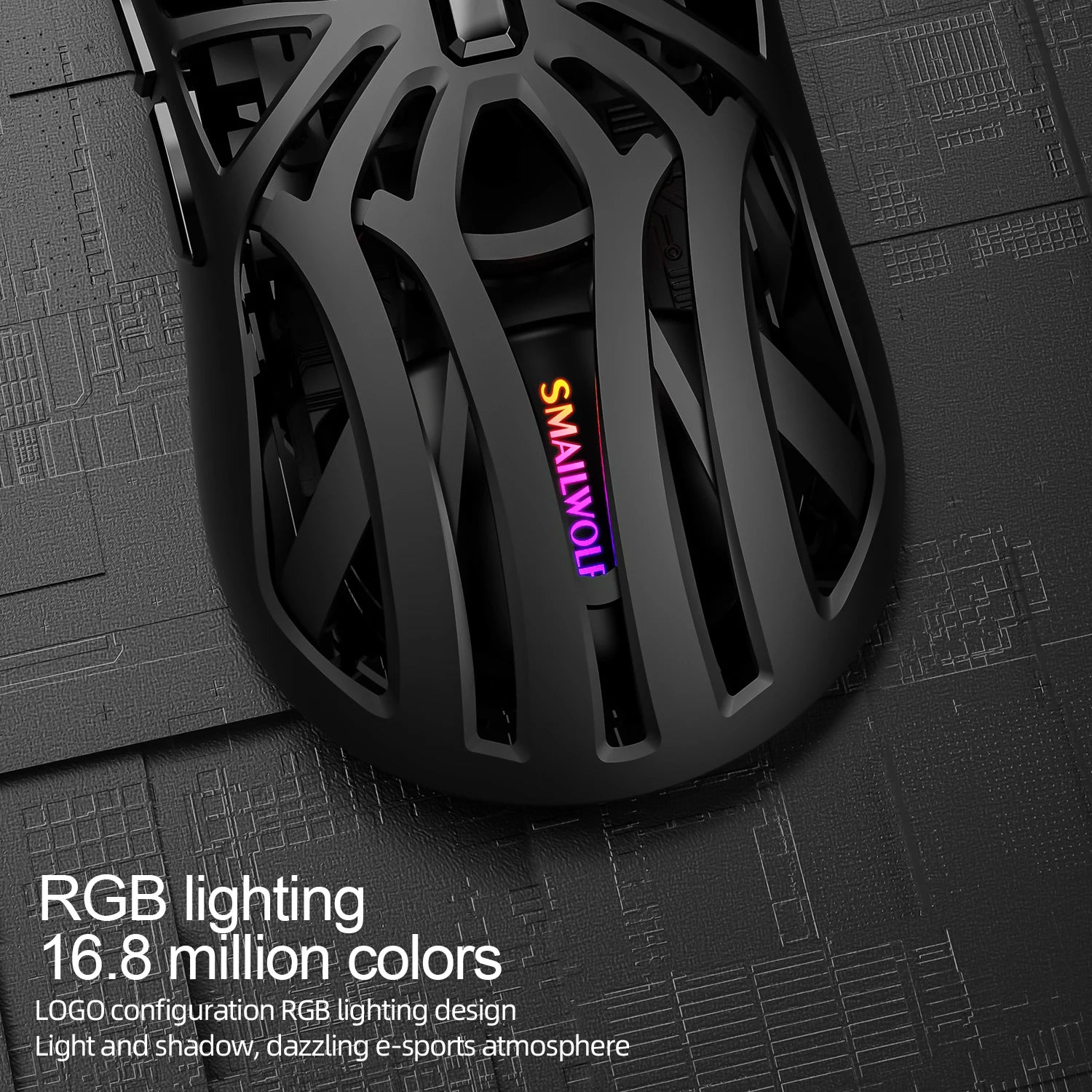 SMAILWOLF RS8 Gaming Mouse Bluetooth Wireless Three-mode Lightweight Hollow Design 1K Return Computer Long Battery Life